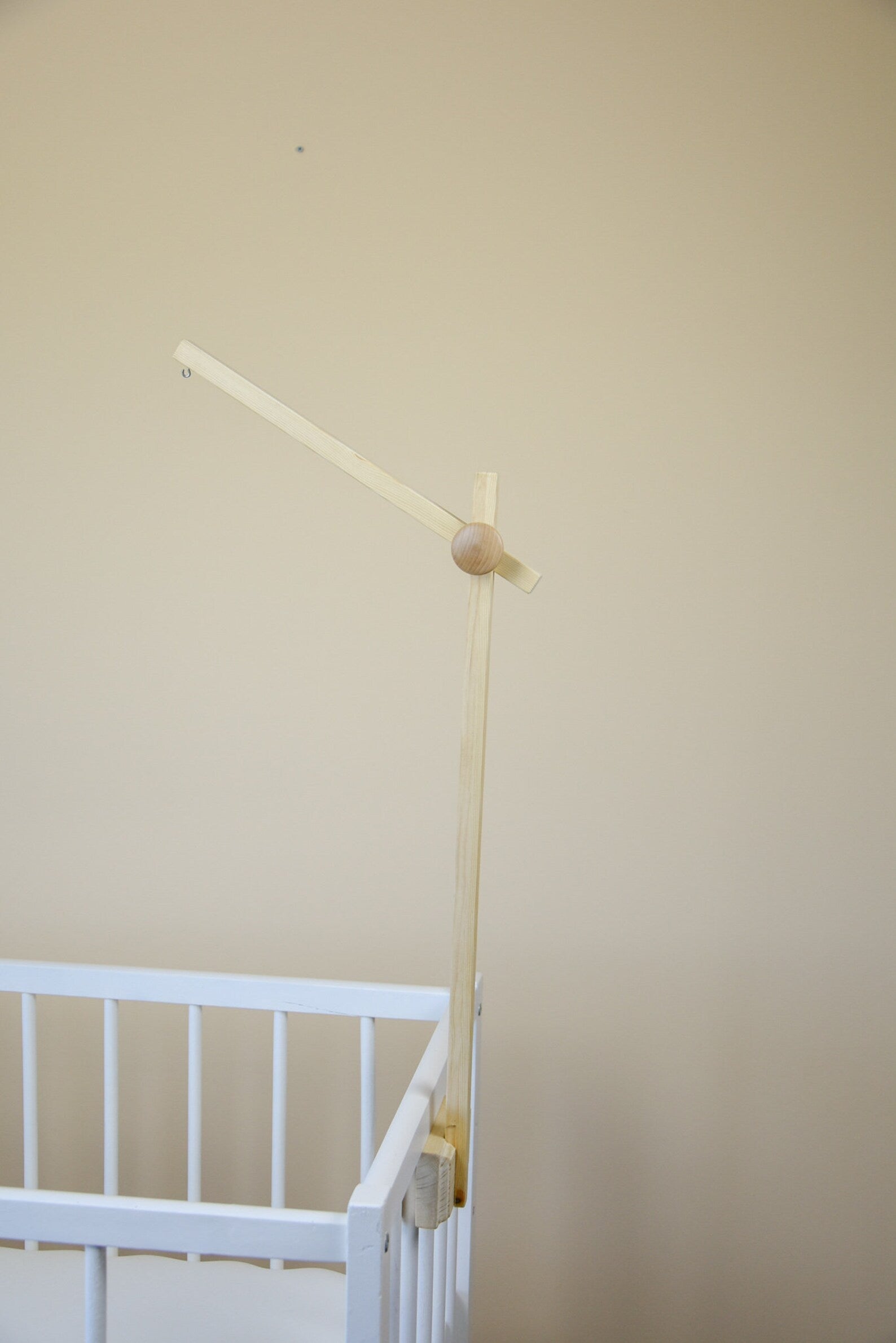 Baby mobile wood arm attachment Eco crib arm Mobile arm Crib mobile arm mobile hanger Nursery mobile base Crib mobile attachment minimalism