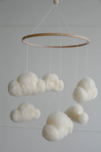 Felted cloud baby nursery mobile, Neutral baby cloud mobile, Cloud crib mobile, Minimalist baby mobile, Cloud mobile, Newborn baby mobile