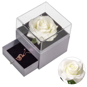 Eternal Rose with 100 Languages I Love You Necklace Love Box