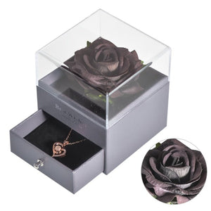 Eternal Rose with 100 Languages I Love You Necklace Love Box