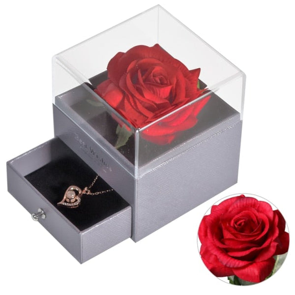 I Love You Necklace With Red Rose - Romantic Gifts For Her Wife Girlfriend  On Anniversary Valentine's Day Birthday Gifts For Women Mom Superb