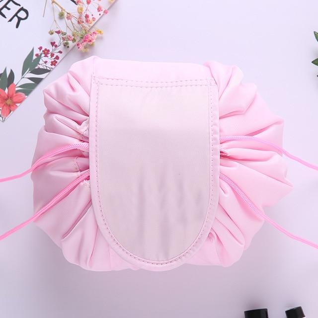 Buy the Authentic Womens Pink Floral Lining Beauty Pink Drawstring Makeup  Bag